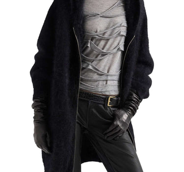 7 FOR ALL MANKIND Felpa in maglia "Fuzzy" BLACK Donna 