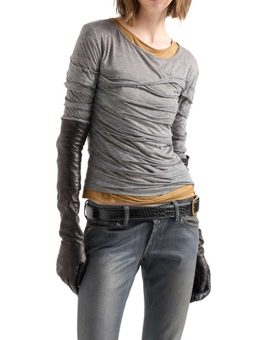 7 FOR ALL MANKIND Maglia donna con maniche lunghe e tessuto sfrangiato GREY Donna 