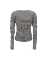 7 FOR ALL MANKIND Maglia donna con maniche lunghe e tessuto sfrangiato GREY Donna 