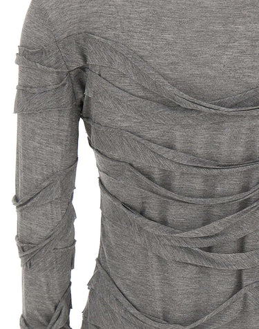7 FOR ALL MANKIND Maglia donna con maniche lunghe e tessuto sfrangiato GREY Donna 