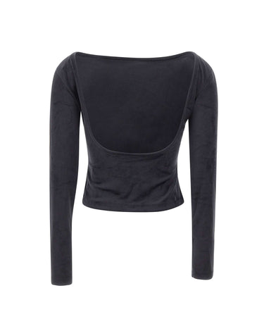 ADIDAS Maglia in velluto con schiena scoperta BLACK Donna 