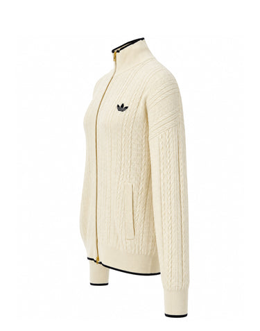 ADIDAS Felpa "Firebird" in maglia a trecce WHITE Uomo 