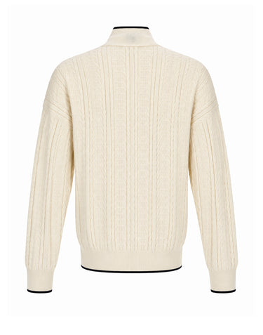 ADIDAS Felpa "Firebird" in maglia a trecce WHITE Uomo 
