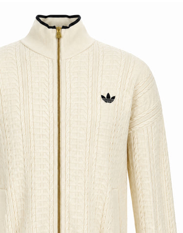 ADIDAS Felpa "Firebird" in maglia a trecce WHITE Uomo 