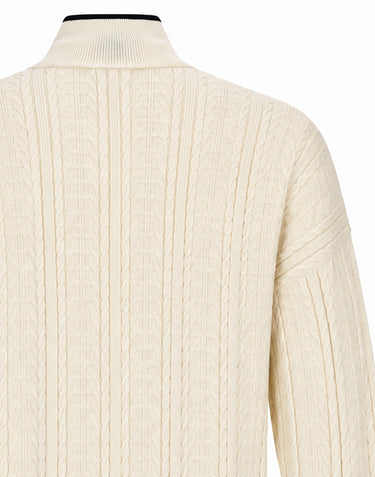 ADIDAS Felpa "Firebird" in maglia a trecce WHITE Uomo 