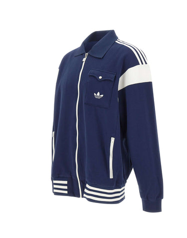 ADIDAS Felpa in misto cotone con zip BLUE Uomo 