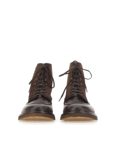 ALEXANDER HOTTO Stivaletti in pelle e camoscio BROWN Uomo 