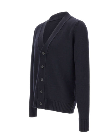 ALPHA STUDIO Cardigan in lana merinos BLUE Uomo 
