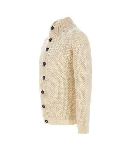 ALPHA STUDIO Cardigan in lana e alpaca WHITE Uomo 