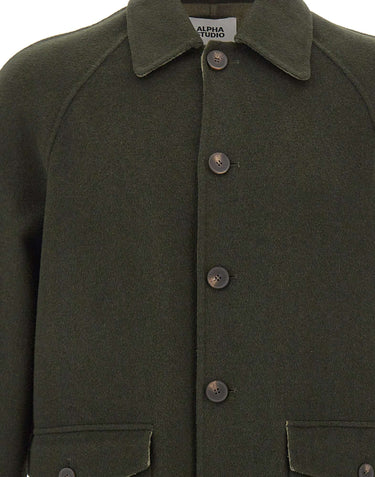 ALPHA STUDIO Giacca in lana con maniche raglan GREEN Uomo 