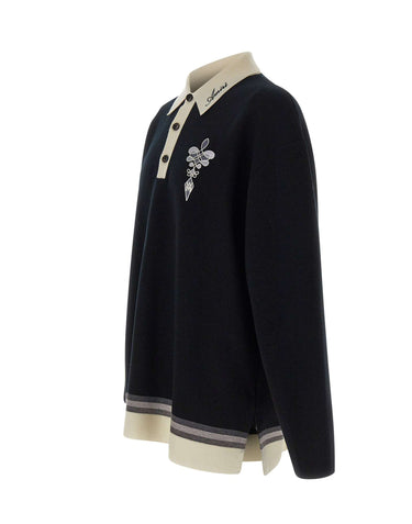 AMIRI Polo in lana con ricamo BLACK Uomo 