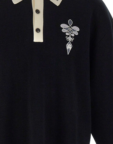 AMIRI Polo in lana con ricamo BLACK Uomo 