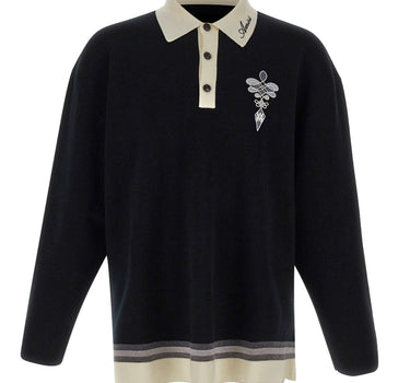 AMIRI Polo in lana con ricamo BLACK Uomo 
