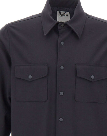 ASPESI Giacca overshirt in flanella imbottita BLUE Uomo 