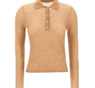 ASPESI Polo in misto lana a coste BROWN Donna 