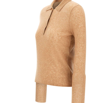 ASPESI Polo in misto lana a coste BROWN Donna 