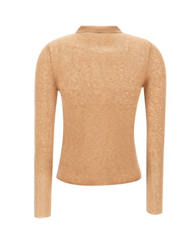 ASPESI Polo in misto lana a coste BROWN Donna 