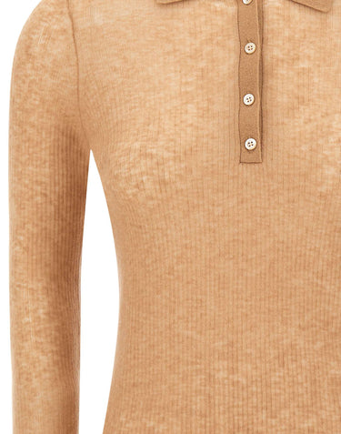 ASPESI Polo in misto lana a coste BROWN Donna 