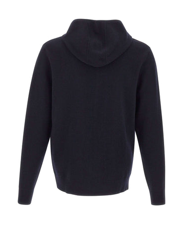 ASPESI Maglia con cappuccio in lana e cotone BLUE Uomo 