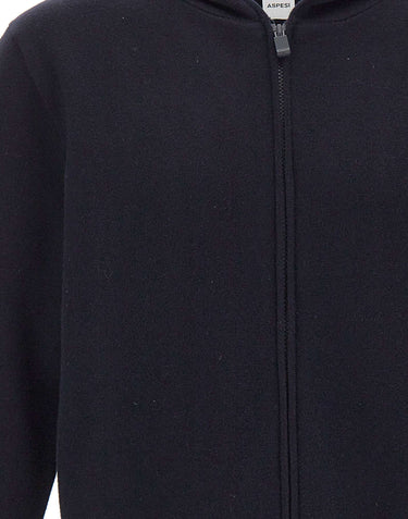 ASPESI Maglia con cappuccio in lana e cotone BLUE Uomo 