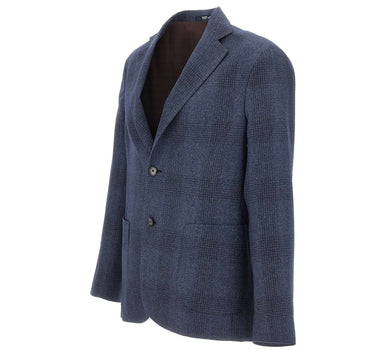 BARBA Blazer in misto lana e cotone BLUE Uomo 