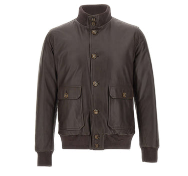 BARBA Giacca in pelle "Vermont" BROWN Uomo 