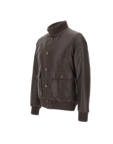 BARBA Giacca in pelle "Vermont" BROWN Uomo 