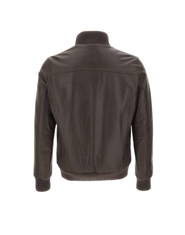 BARBA Giacca in pelle "Vermont" BROWN Uomo 