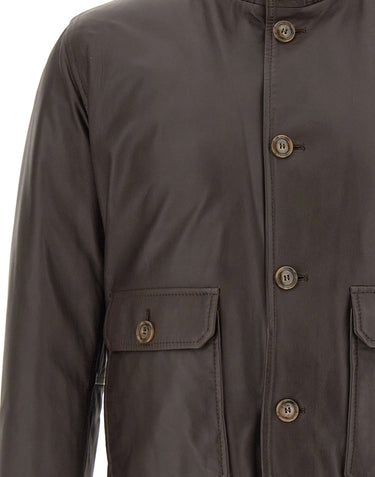 BARBA Giacca in pelle "Vermont" BROWN Uomo 
