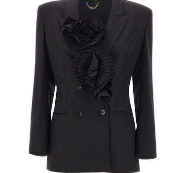 BLUMARINE Blazer sartoriale con rose plissé 3D BLACK Donna 