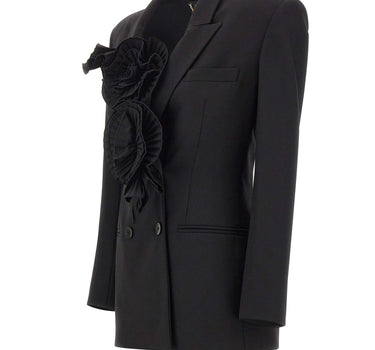 BLUMARINE Blazer sartoriale con rose plissé 3D BLACK Donna 