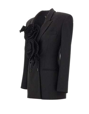 BLUMARINE Blazer sartoriale con rose plissé 3D BLACK Donna 