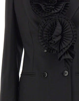 BLUMARINE Blazer sartoriale con rose plissé 3D BLACK Donna 
