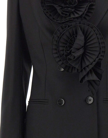 BLUMARINE Blazer sartoriale con rose plissé 3D BLACK Donna 