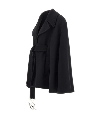 BLUMARINE Cappa in panno con cintura BLACK Donna 