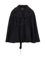 BLUMARINE Cappa in panno con cintura BLACK Donna 