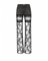 BLUMARINE Jeans con tulle e pizzo GREY Donna 