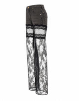 BLUMARINE Jeans con tulle e pizzo GREY Donna 