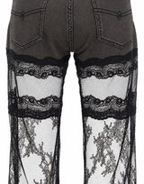 BLUMARINE Jeans con tulle e pizzo GREY Donna 