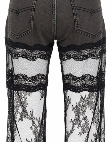 BLUMARINE Jeans con tulle e pizzo GREY Donna 