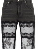 BLUMARINE Jeans con tulle e pizzo GREY Donna 
