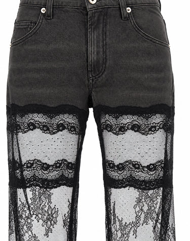 BLUMARINE Jeans con tulle e pizzo GREY Donna 