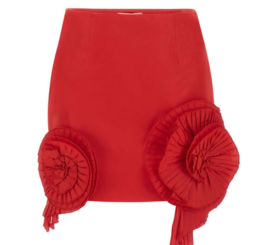 BLUMARINE Gonna corta in taffeta con rose 3D RED Donna 
