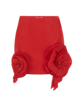 BLUMARINE Gonna corta in taffeta con rose 3D RED Donna 