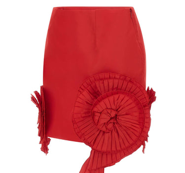 BLUMARINE Gonna corta in taffeta con rose 3D RED Donna 
