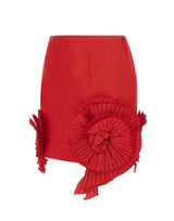 BLUMARINE Gonna corta in taffeta con rose 3D RED Donna 