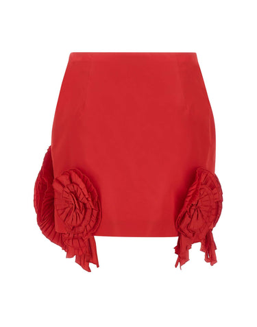 BLUMARINE Gonna corta in taffeta con rose 3D RED Donna 