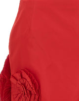 BLUMARINE Gonna corta in taffeta con rose 3D RED Donna 