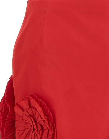 BLUMARINE Gonna corta in taffeta con rose 3D RED Donna 