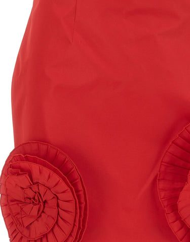 BLUMARINE Gonna corta in taffeta con rose 3D RED Donna 